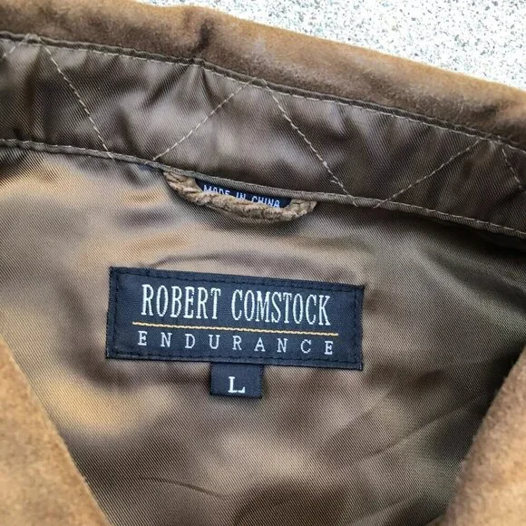 ROBERT COMSTOCK Endurance Leather Suede Jacket Men's LG Brown Long Sleeve Collar - Picture 6 of 12